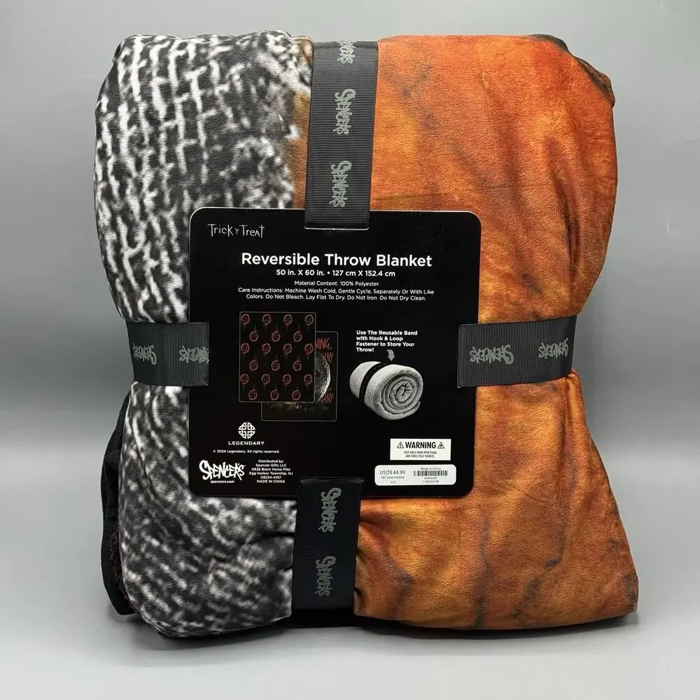 Trick 'r Treat Split Face Sam Fleece Blanket Reversible 50 x 60 NEW